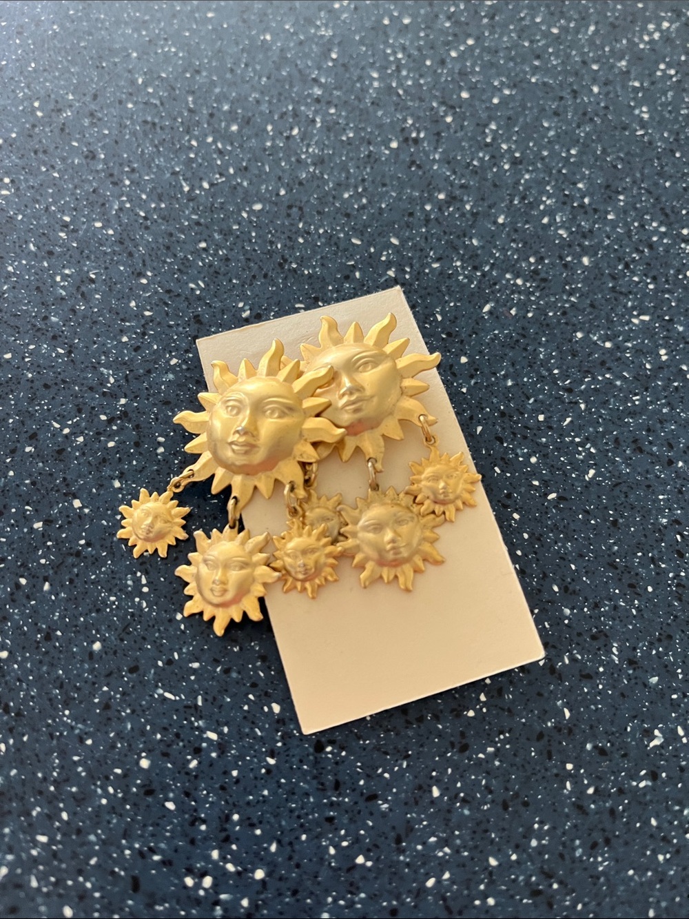 Gold Sun Face Drop Earrings - Women Accessories